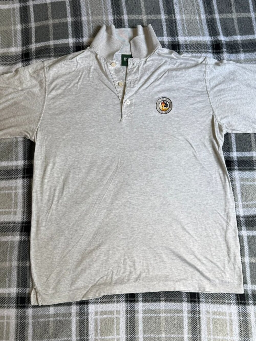 Hugo Boss Golf Polo Shirt Mens Large Gray Williams Country Club Made in Italy